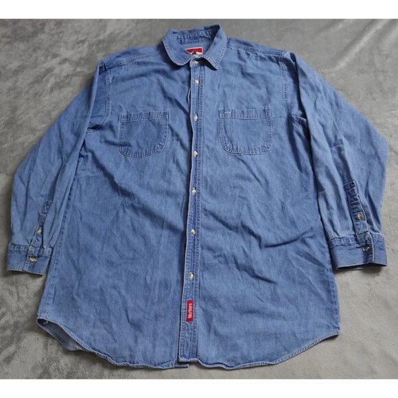 Marlboro Shirt Unisex Adults XL Blue Denim Button Up Collared Long Sleeve Casual - Picture 1 of 8